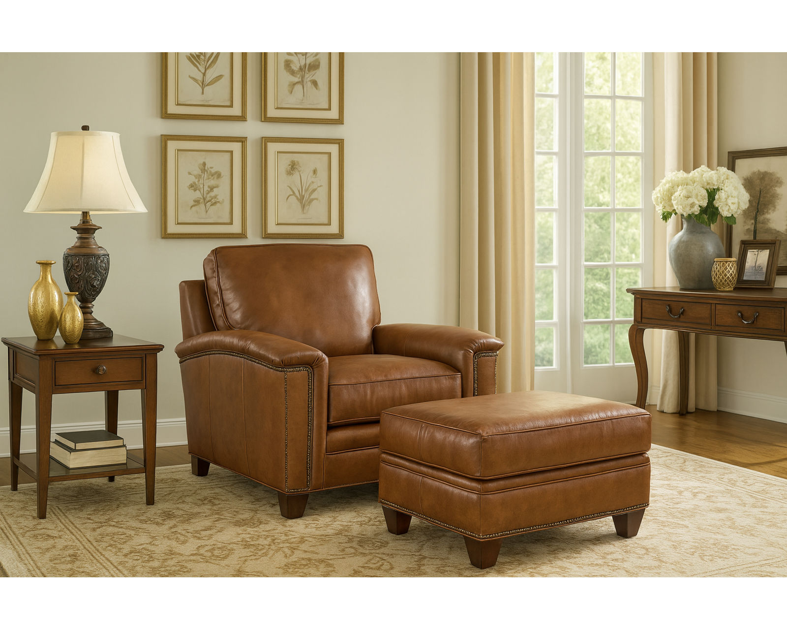 Bradington Young Oliver 448 Chair (12 leathers) 8-Way Hand Tie - Oliver Stationary Chair 8-Way Hand Tie