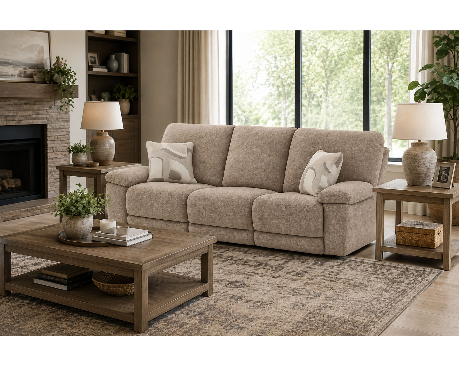 Beacon 88" Lay Flat Triple Reclining Sofa with Center Drop Down Table and Arm Storage - Relax Better. Live Better.