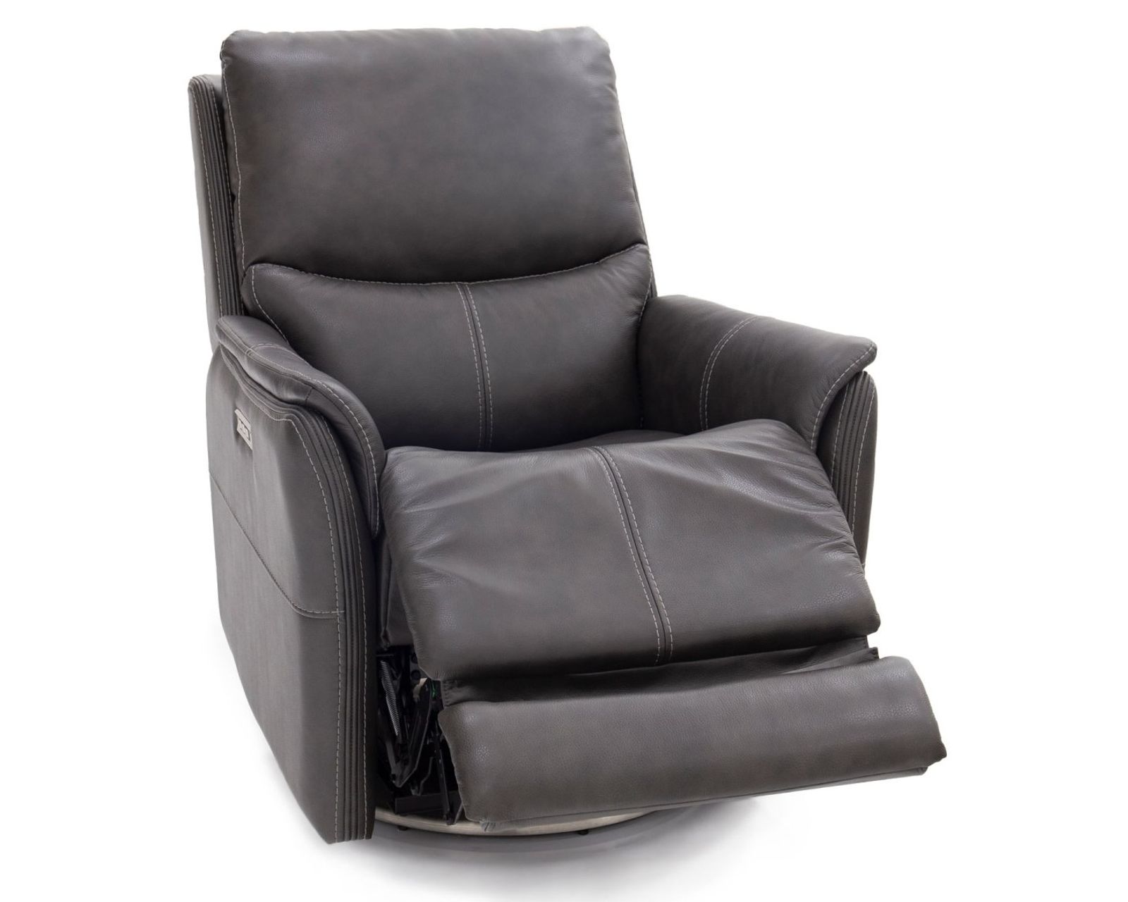 Salem Swivel Recliner w/Power Recline, Power Head Rest & Power Lumbar (Lay Flat) - Steel (In stock)