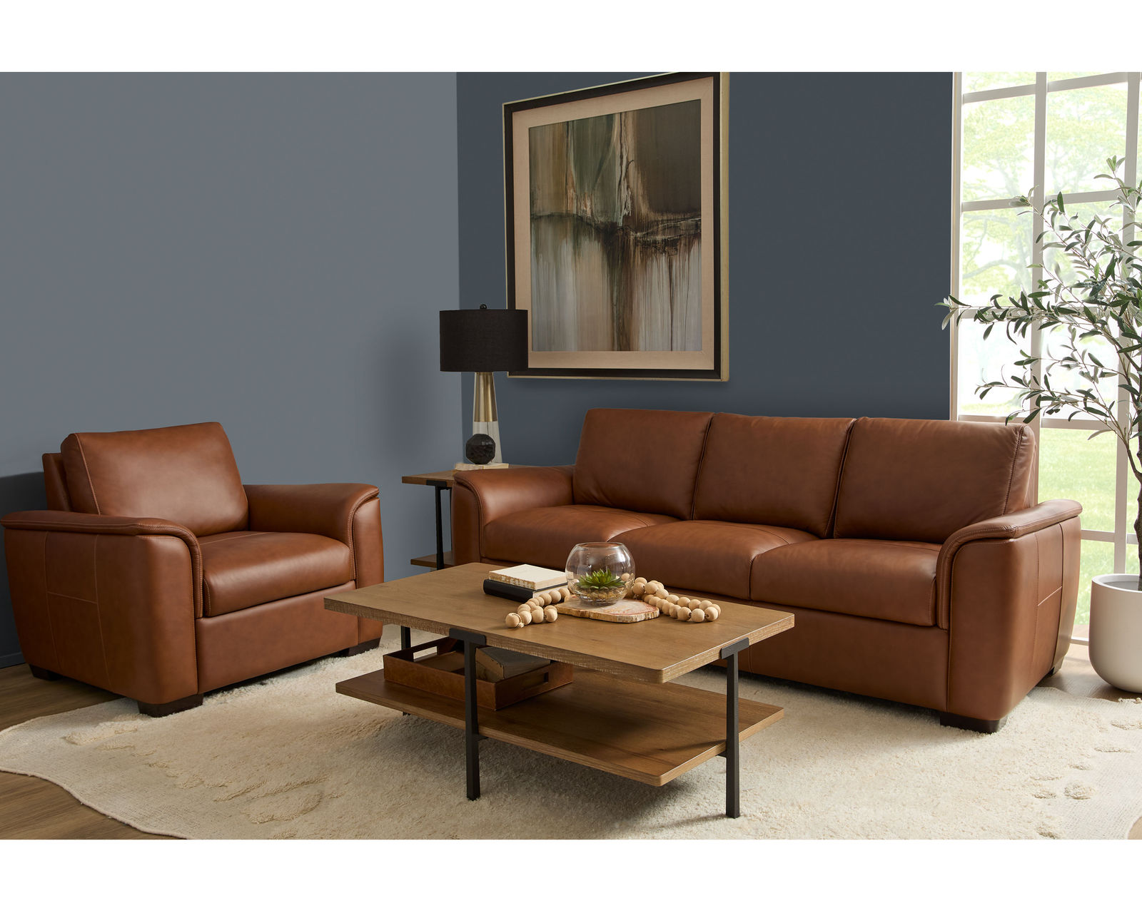 Henry 90" Leather Stationary Sofa (in stock)