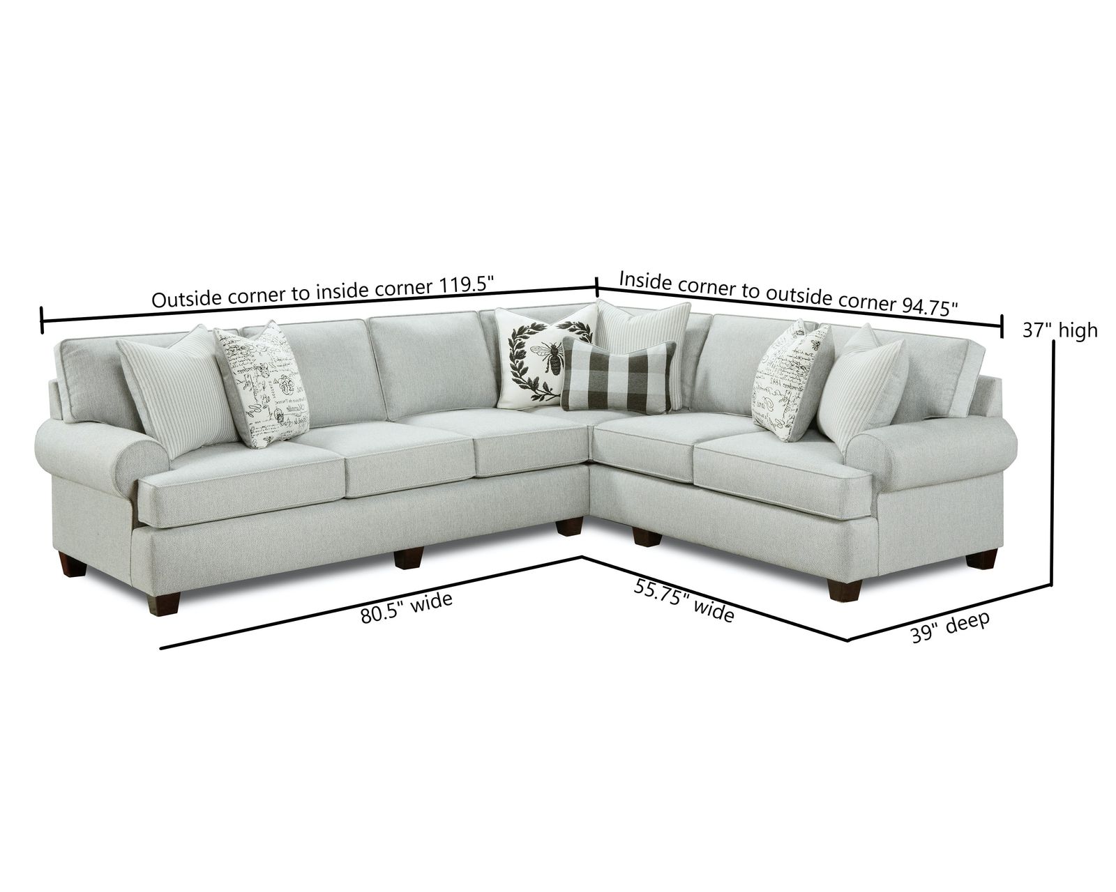 Dizzy Iron Two Piece Sectional (Includes pillows) - 134" x 120" - (a) Dizzy Iron Two Piece Sectional - 134" x 120"