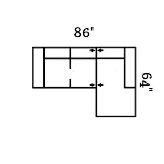 Layout F: Two Piece Sectional 86" x 64"