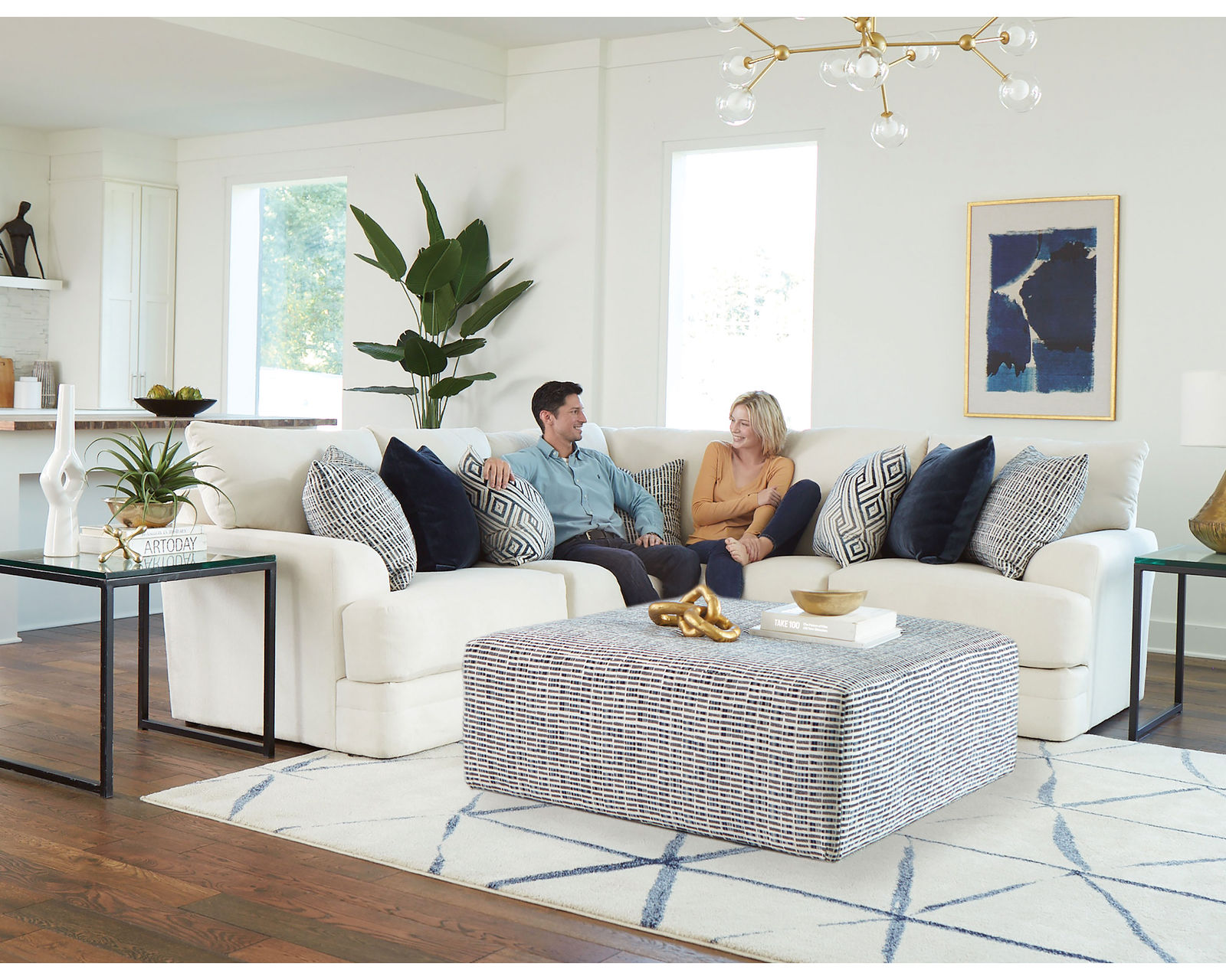 Polaris Modular Sectional (Never Fear Performance Fabric) Includes Pillows - Sectional Layout C:  Cocktail Ottoman Not Included but Available
