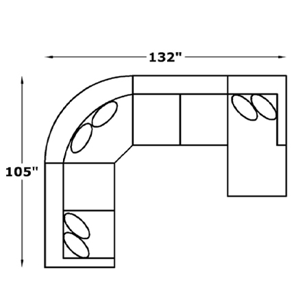 Layout J: Four Piece Sectional 105" x 132"