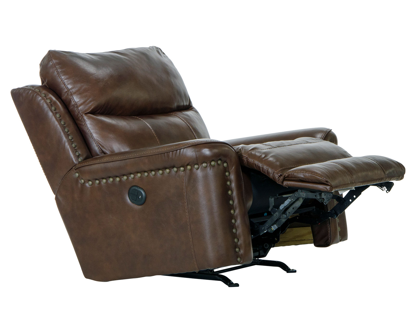 Ceretti 87" Italian Leather Brass Nail Head Power Reclining Sofa - Relax Better. Live Better.