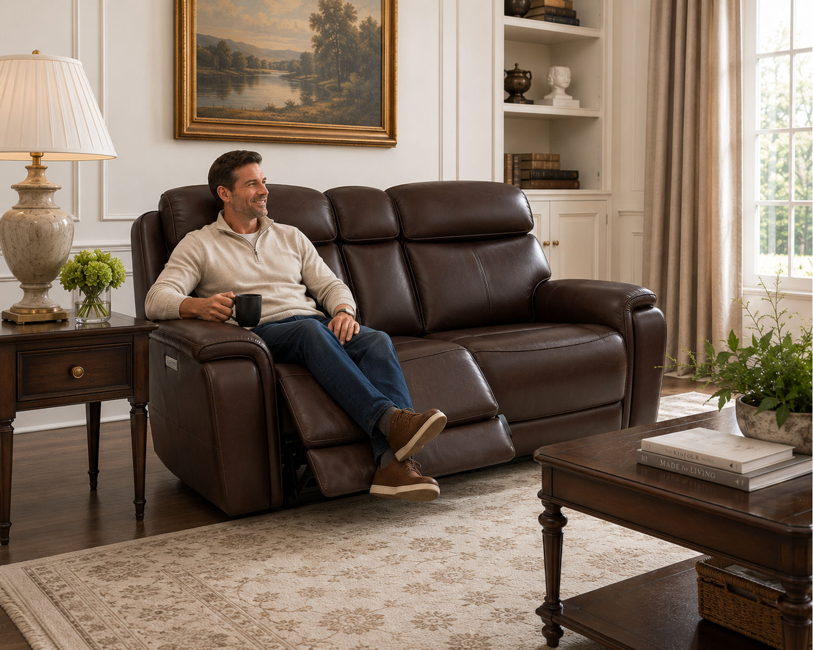 Walker 1580-70 Triple Power Leather 78" Reclining Console Loveseat (2 colors) - Comfort That Lasts. Quality You Can Feel.