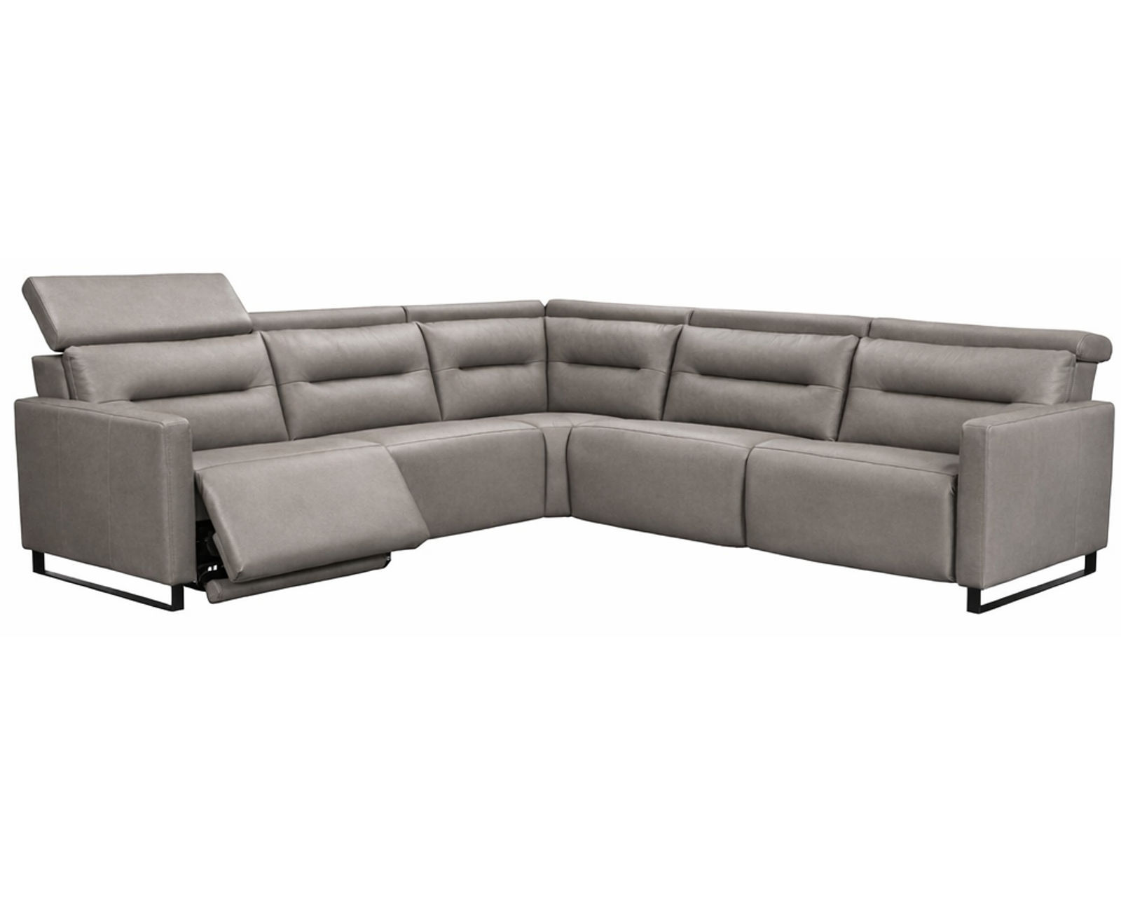Cleo F094 Power Headrest Power Reclining Sectional (standard and wide seat widths) +140 leathers - Layout B: Five Piece Wide Sectional 115" x 115" (two recliners)