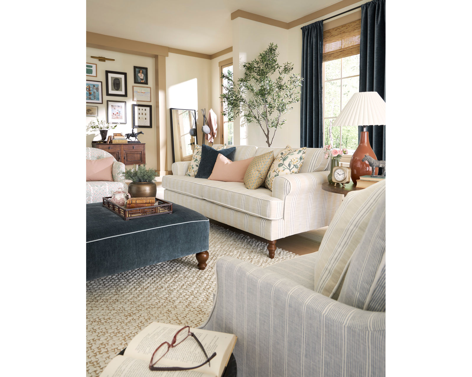 Erin & Ben Faulkner 86" Small Stripes Sofa ( +7 fabrics)  - Faulkner 86" Sofa
