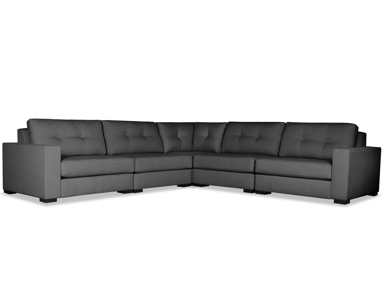  Veranda Buttoned 5 Pieces Modular Sectional D (Choice of Colors) - Veranda Buttoned 5 Pieces Modular Sectional in Charcoal