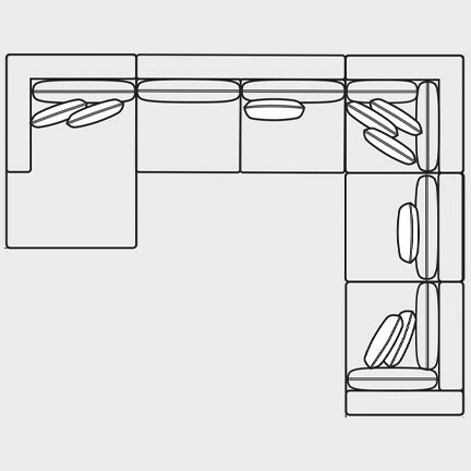 Layout L: Five Piece Sectional 64" x 154" x 118"