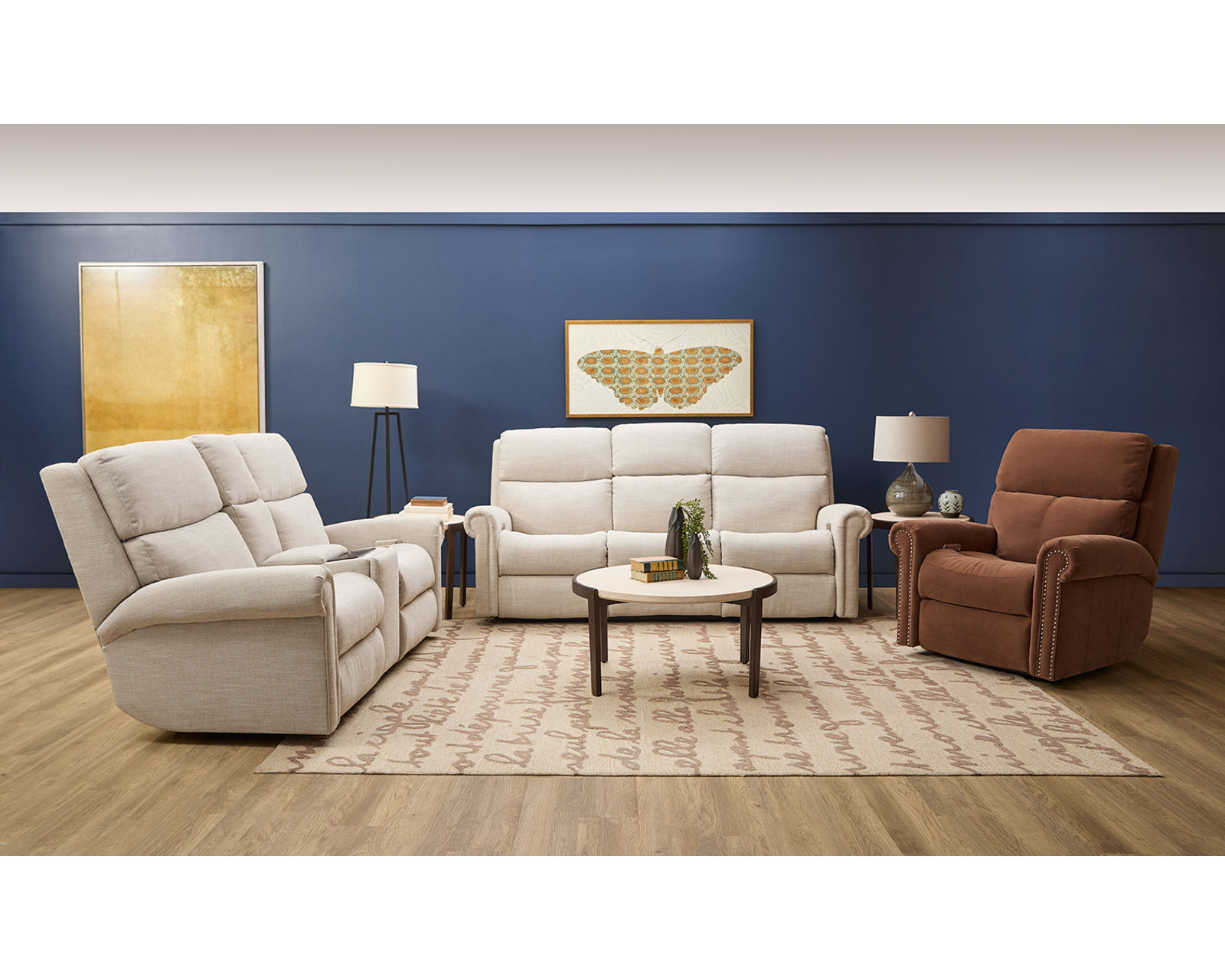 Bernard Triple Power Zero Gravity Reclining Sofa with Dropdown Table (+100 fabrics) - Bernard Triple Power Reclining Sofa