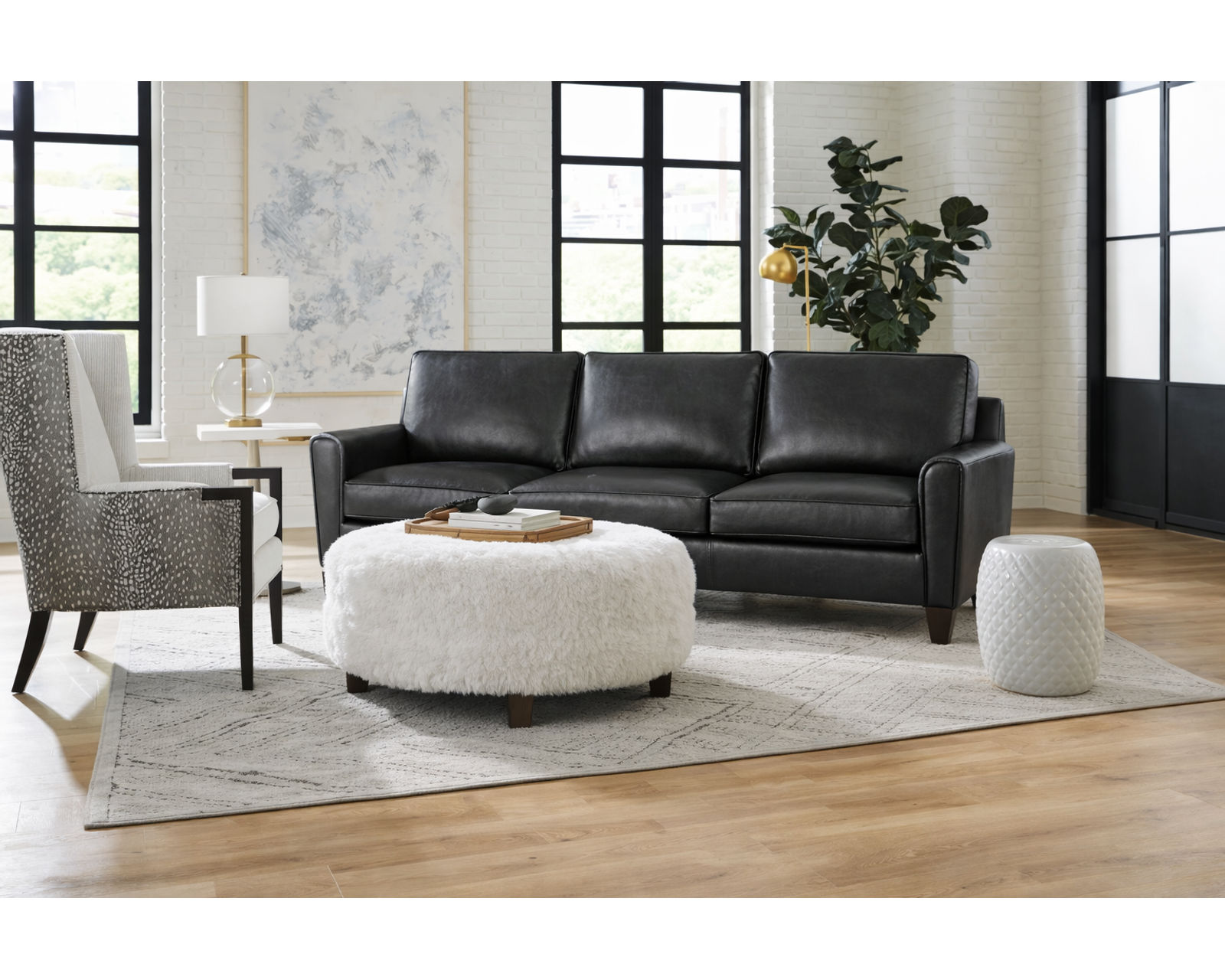 Bradington Young Manning 773 Sofa (12 leathers) 8-Way Hand Tie - Manning Stationary 85" Sofa 8-Way Hand Tie