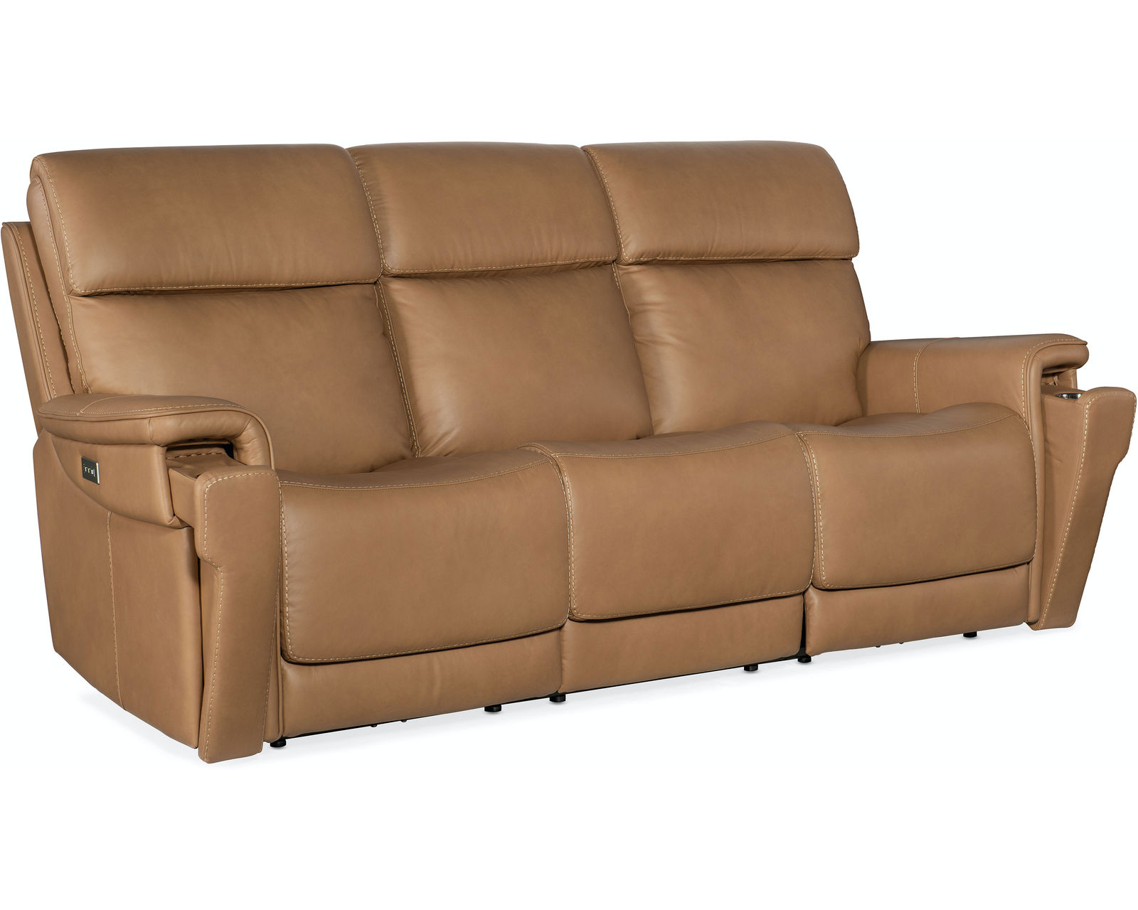 Lyra Leather Zero Gravity Power Sofa with Power Headrest 89" (Brown) In stock - USB port and pop-out arm panel with a metal cupholder in all arms
