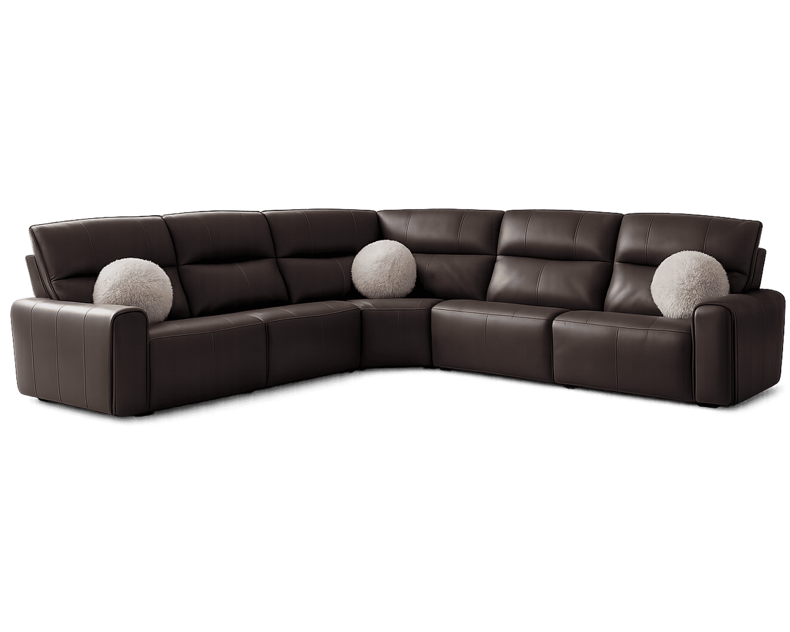 Tramonti Five Piece Power Headrest Power Lay Flat Italian Leather Reclining Sectional - Italian Leather Luxury, Power Headrest Comfort