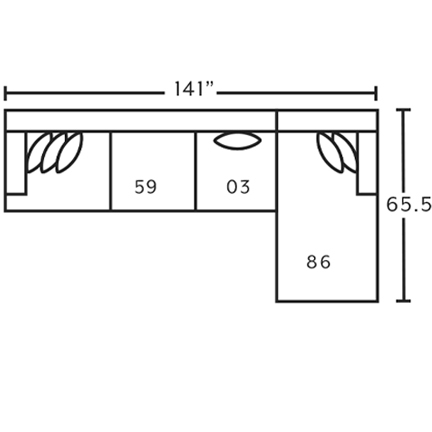 Layout D: Three Piece Sectional 141" x 65.5