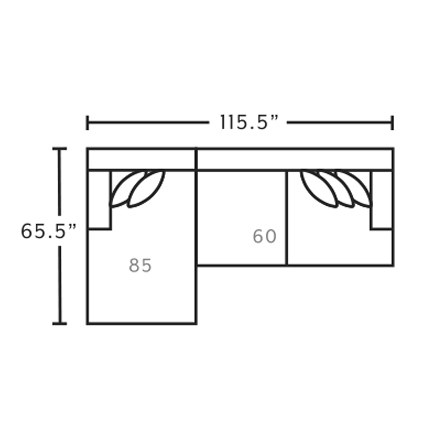 Layout B: Two Piece Sectional 65.5" x 115.5"