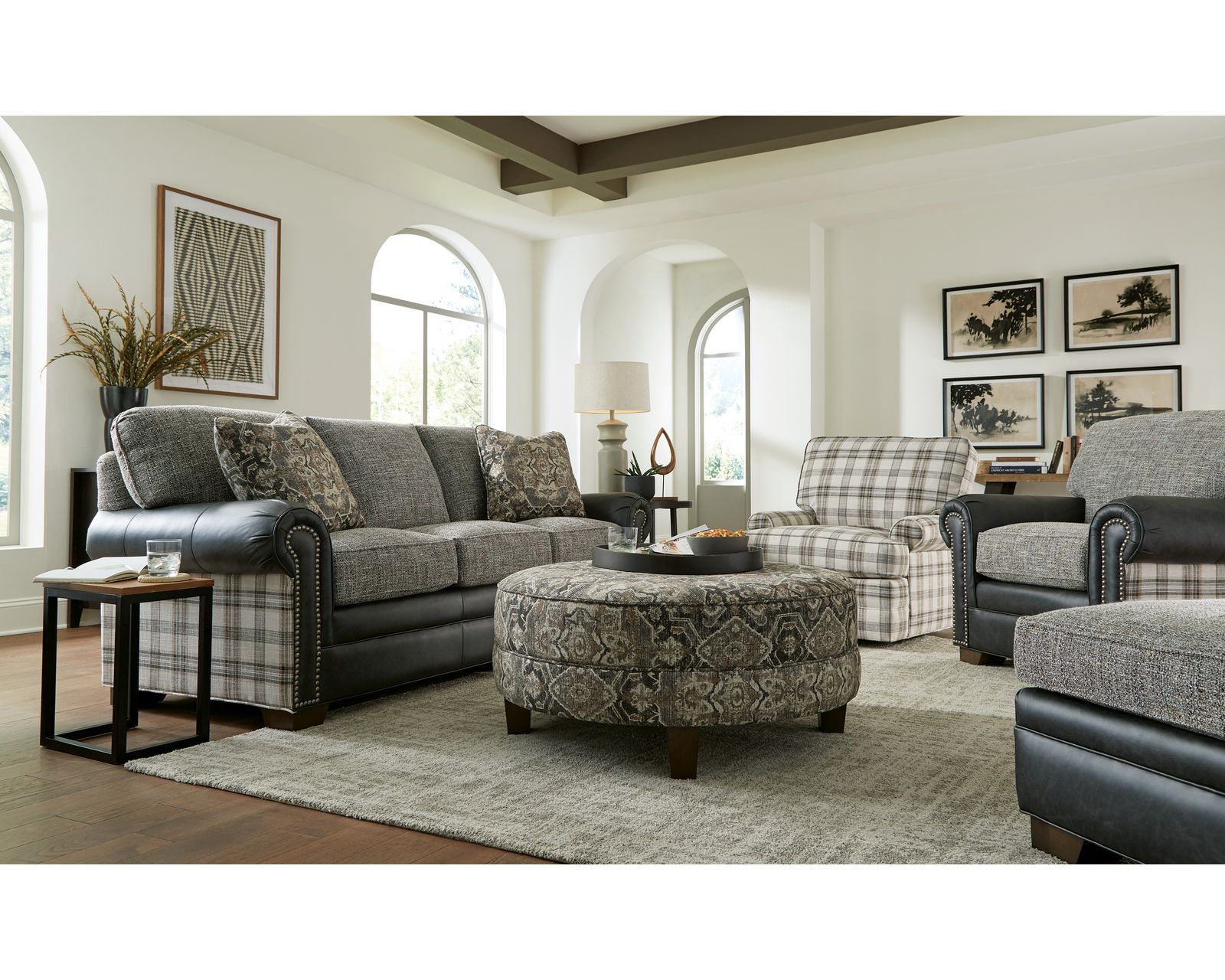 Baltimore 5655 Leather/Fabric Sofa 86" (+40 leathers +100 fabrics) - Baltimore 86" Leather Fabric Sofa
