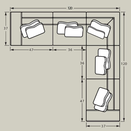 Layout C: Five Piece Sectional 120" x 120"