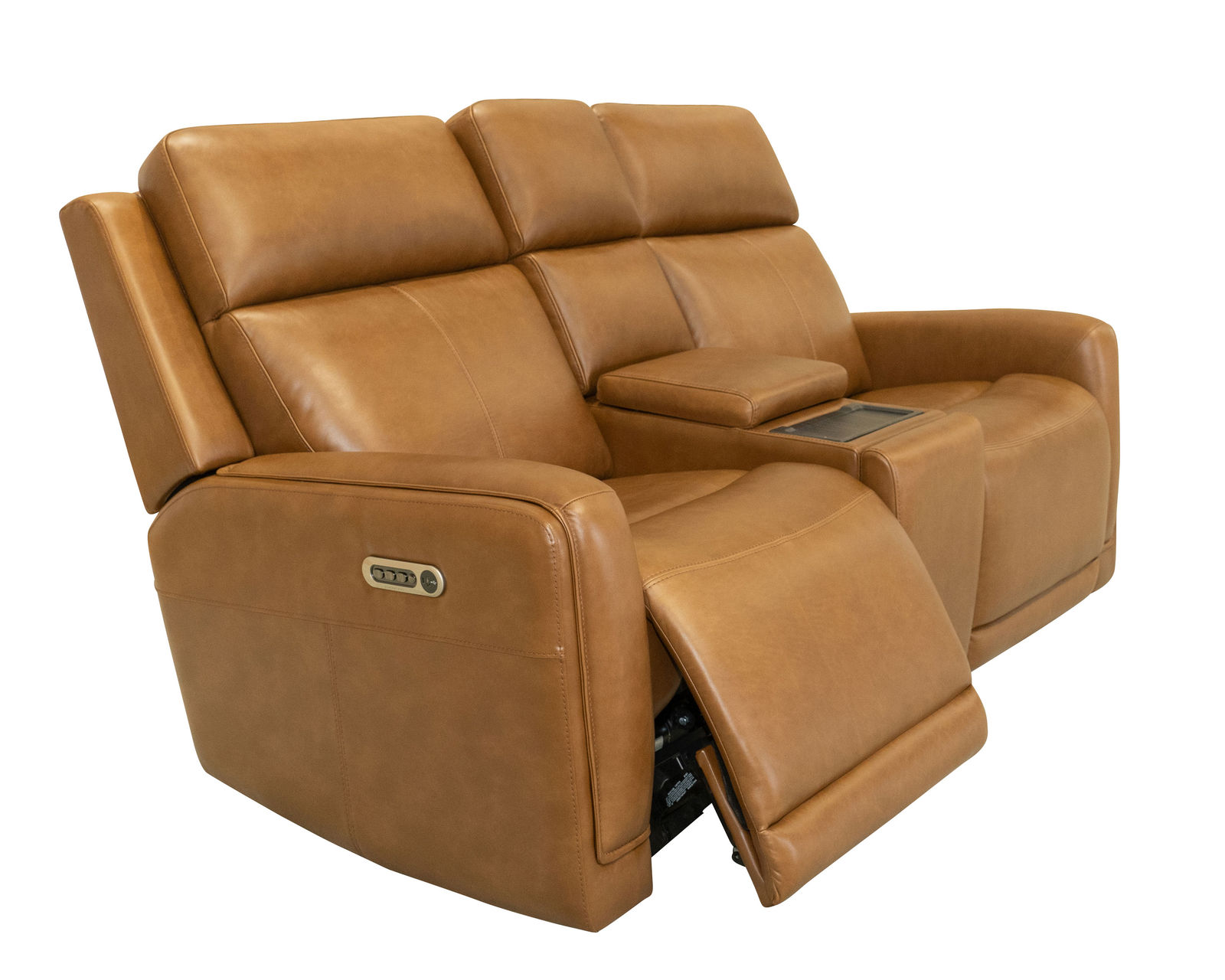 Alister 71" Leather Power Gliding Loveseat with Console, Power Headrests & Lumbar (+3 colors) in stock