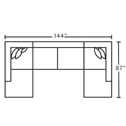 Layout E: Three Piece Sectional 87" x 144"