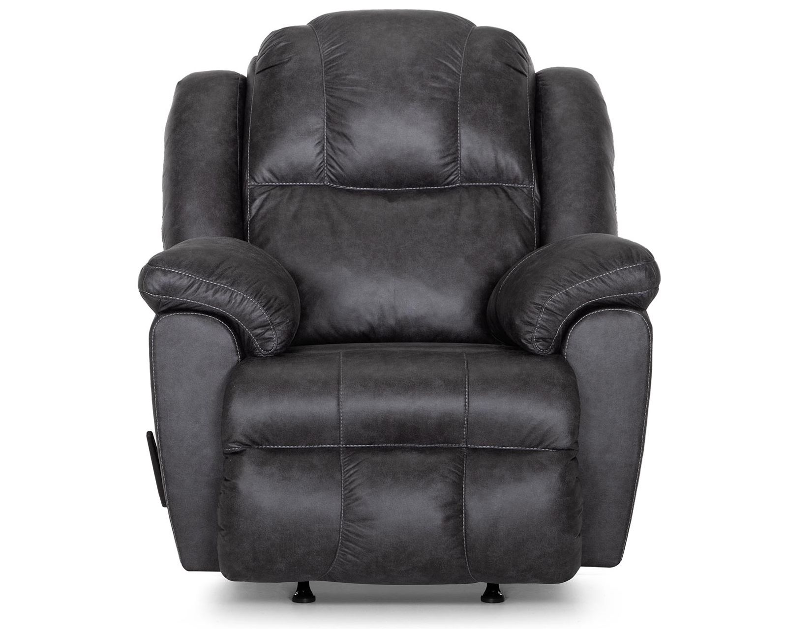 Castello 92" Reclining Sofa Walnut (A Best-Selling Favorite. Plush Comfort with a Distinctive Crowned Design) - Shown in Durable Leather Like Fabric Color Shadow