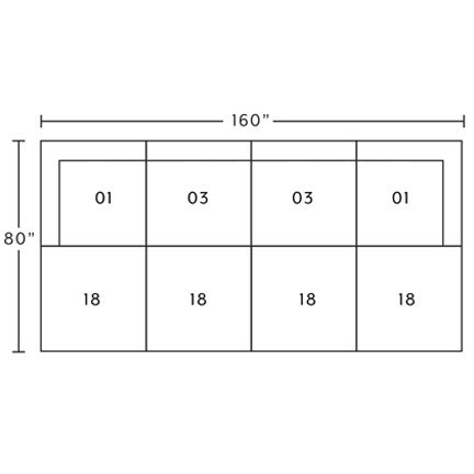 Layout H: Eight Piece Sectional 80" x 160"