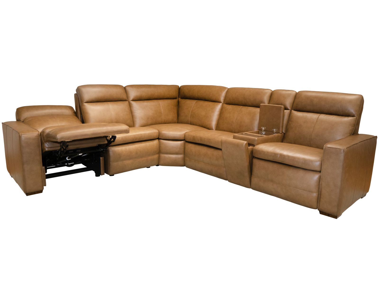 Dutch 1519 Triple Power Reclining Sectional (2 colors) in stock - Layout A: Six Piece Reclining Sectional 99.5" x 112" (4 recliners)