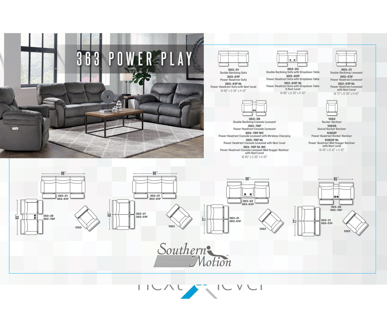 Power Play 96" Double Reclining Sofa (+150 fabrics and leathers)