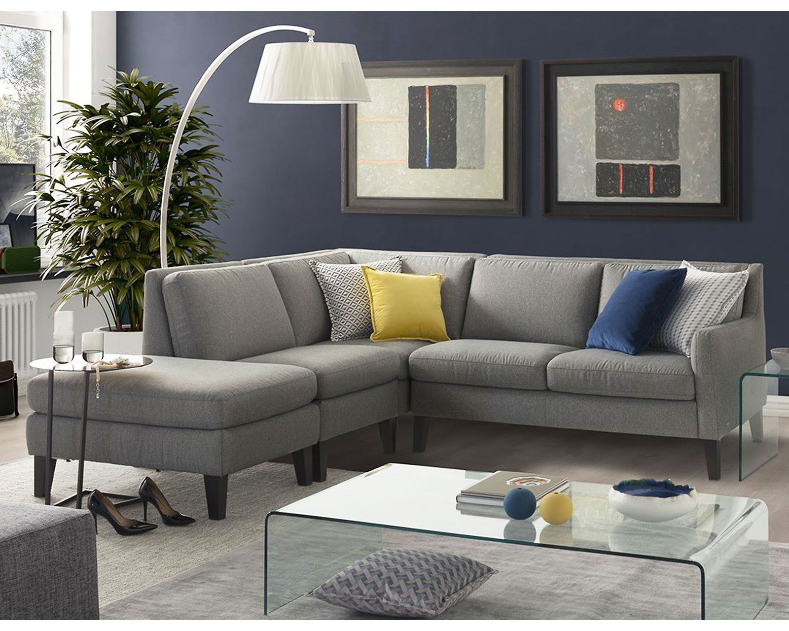 Quiete C009 Sectional (+40 fabrics) - Layout C: Four Piece Sectional - 91" x 119" 