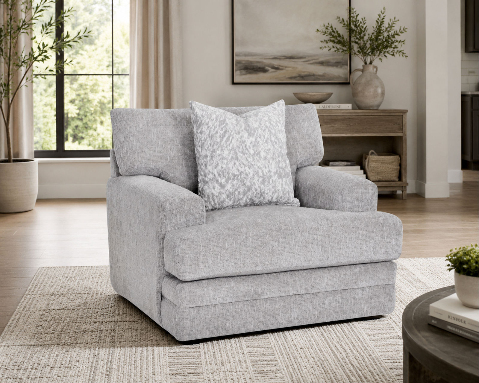 Sterling 99" Sofa with Reversible Chaise (Light, Luxurious Comfort with a Chaise That Goes Either Way) - Shown in Durable Polyester Color Nickel