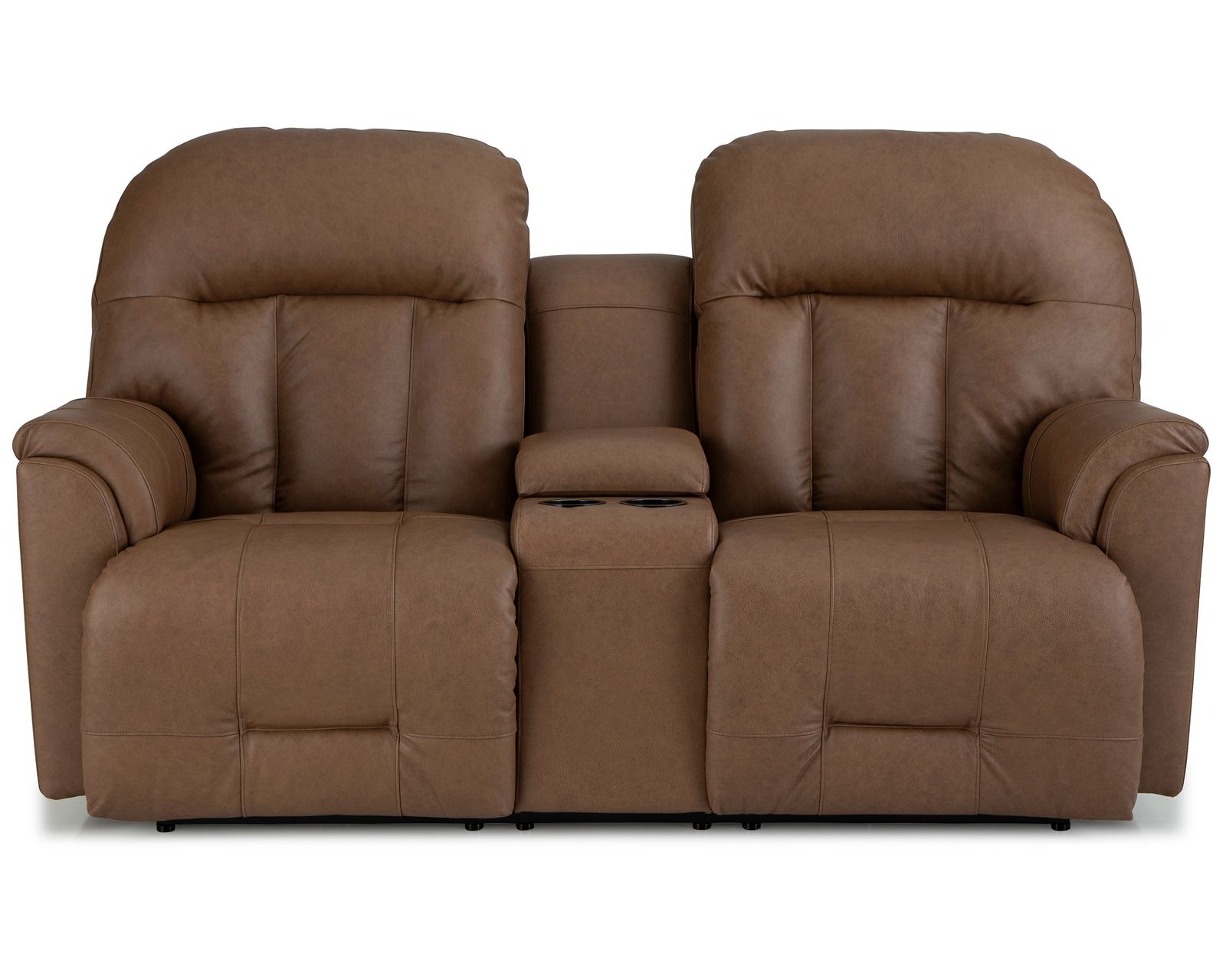 Suitably 88" Double Reclining Leather Sofa (+46 leathers) - Suitably Leather Double Reclining Console Loveseat