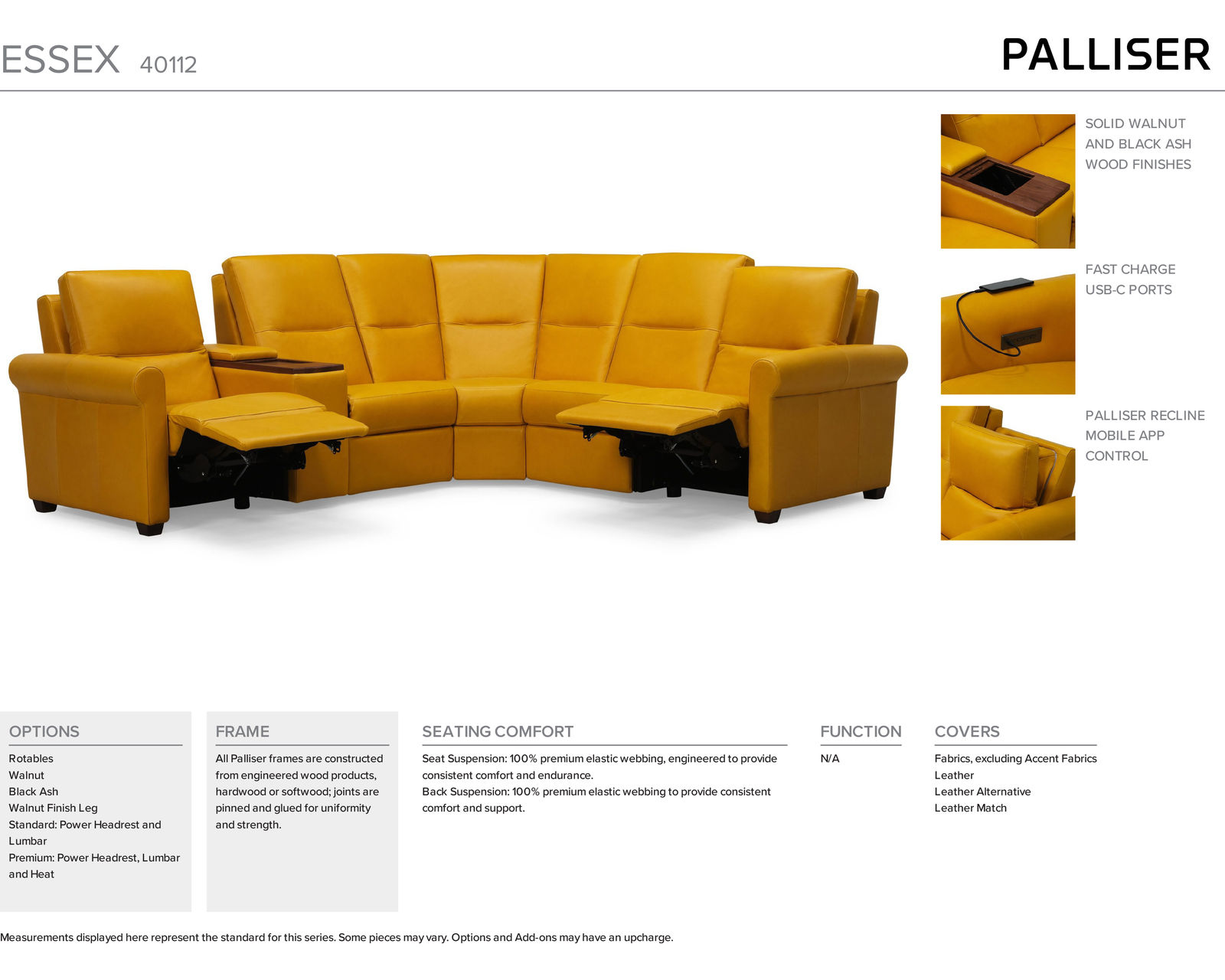 Essex 40112 Triple Power Reclining Sectional (+50 fabrics)