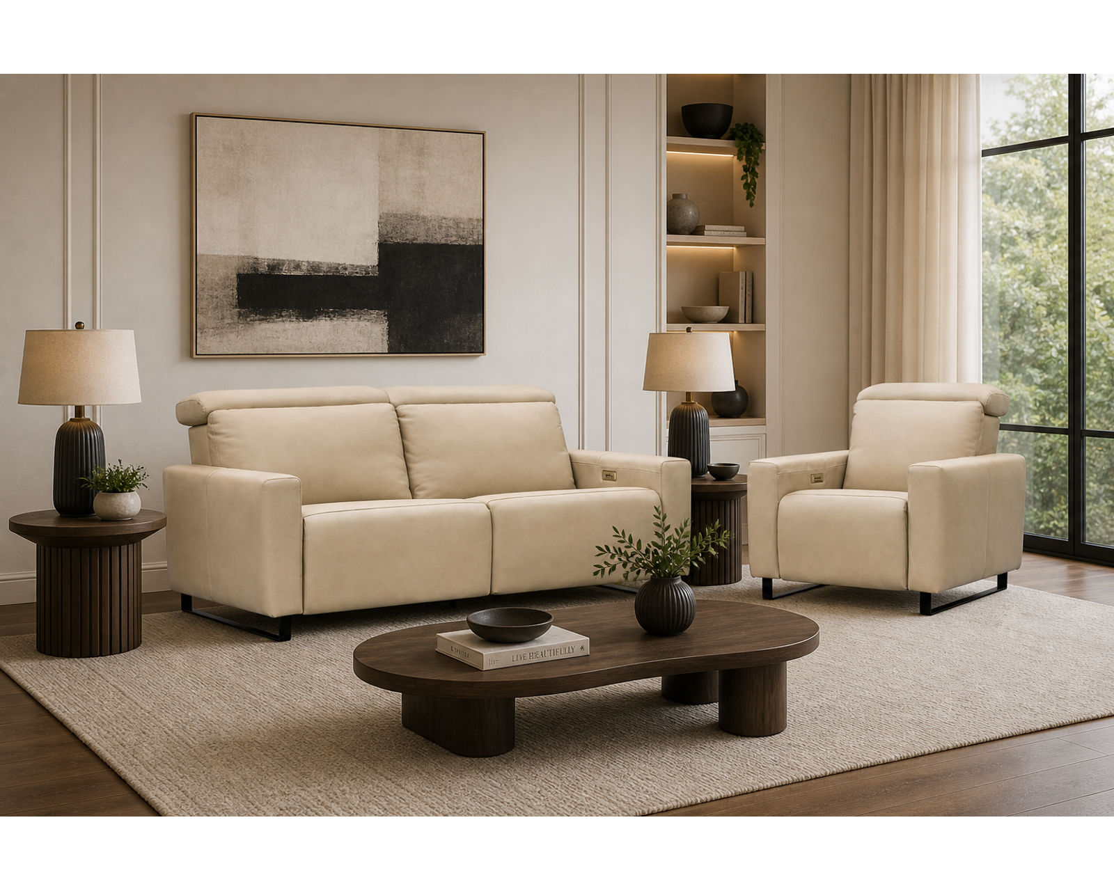 Florent Dual Power Reclining Sofa — Available in Standard & Wide Cushions, 140+ Leather Options, and 80", 84", or 112" Widths - Premium Comfort Without Compromise