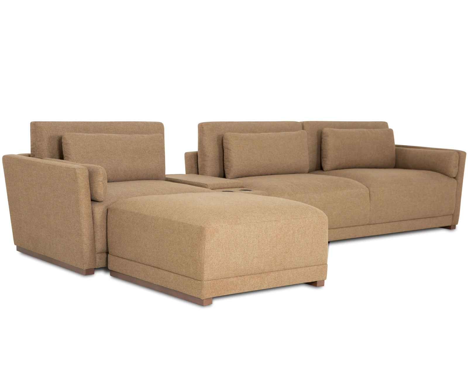 Shea 77646 Stationary Leather Sectional (100+ leathers) - Layout B: Three Piece Sectional 142" Wide with Cocktail Ottoman
