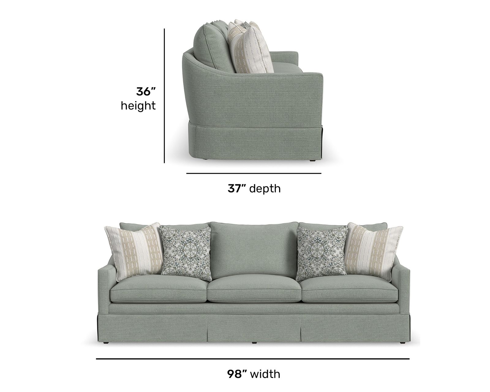 Eleanora 85" or 98" Skirted Sofa (+90 fabrics) 7572 - The Comfort You Love Today. The Durability You’ll Appreciate Tomorrow.