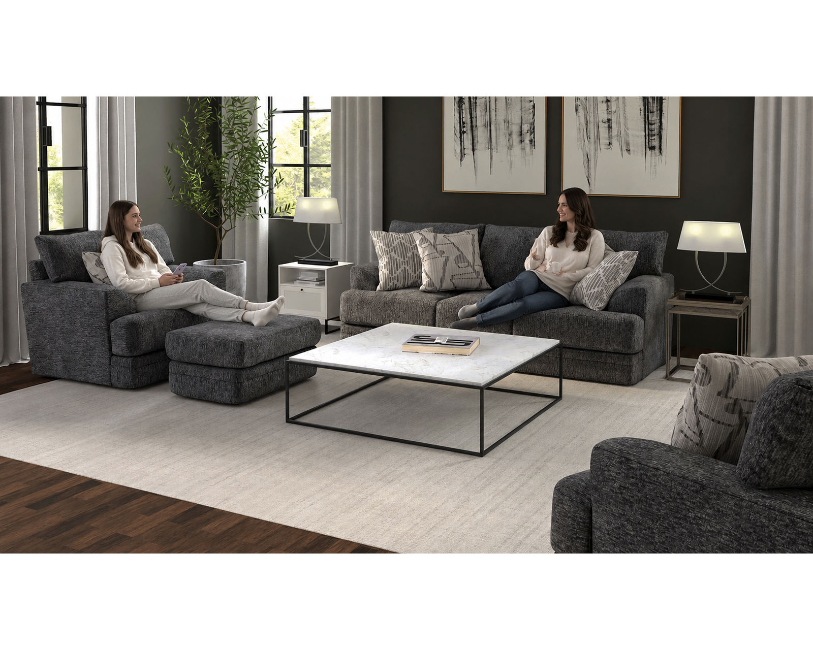 Tyson 93" Sofa (2 colors) includes pillows - Tyson 93" Sofa Shown in Fabric Slate