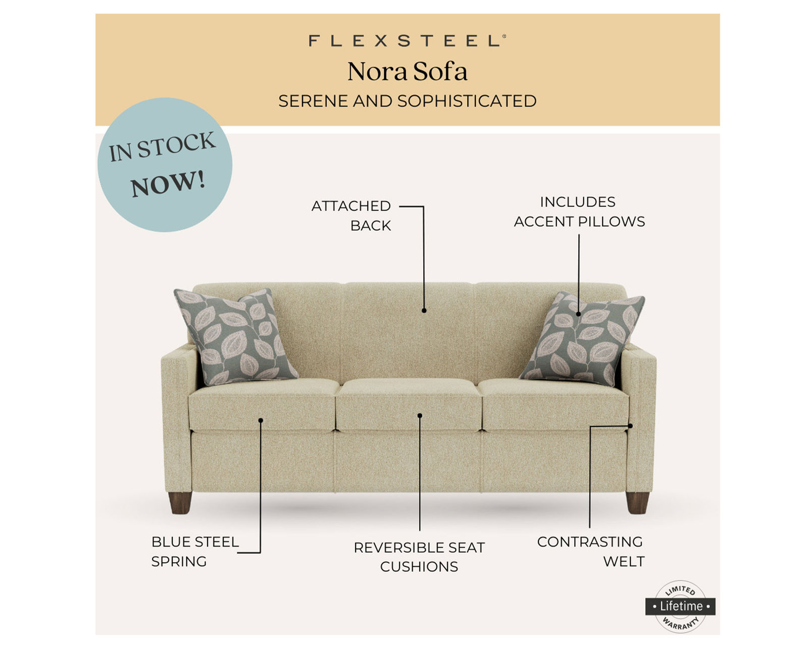 Nora 5890 Sofa (77") In stock - Nora Sofa (in stock)
