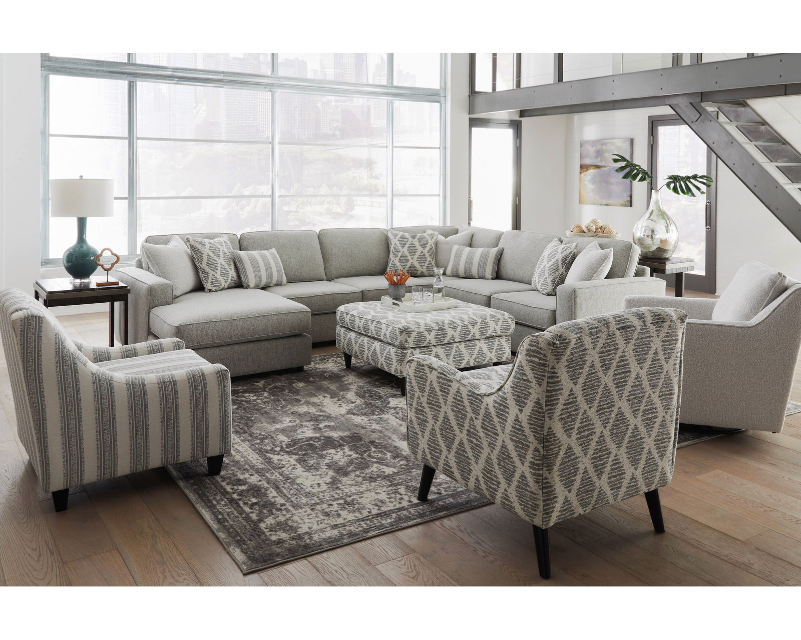 Durango Foam Four Piece Chaise Sectional - performance fabric (includes pillows) 137" x 107" - (a) Durango Foam Four Piece Sectional - 137" x 107"
