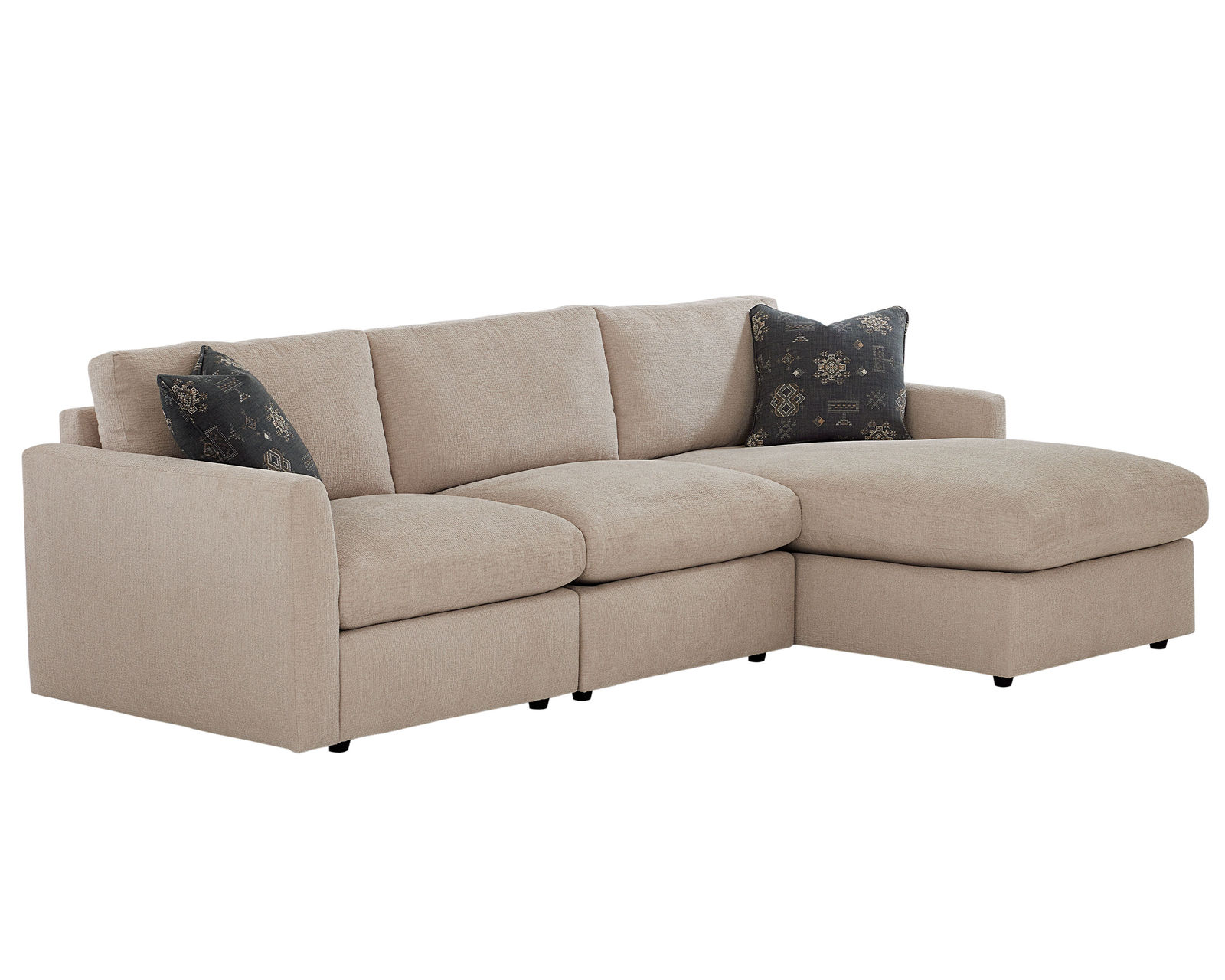 Sky 5512 Sectional (hypoallergenic down-like cushion) +100 fabrics - Layout B: Three Piece Sectional 103" x 65"