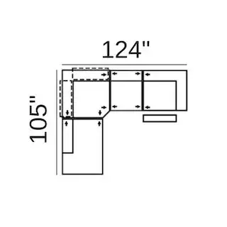 Layout D: Four Piece Sectional 105" x 124"