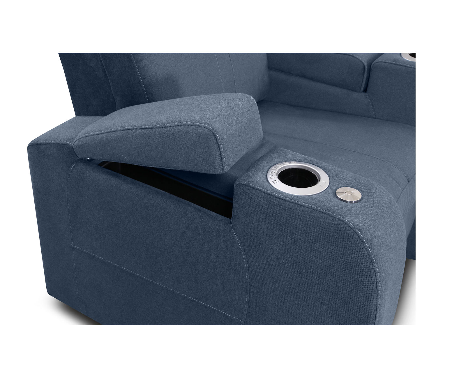 Flicks 41416 Power Reclining Home Theater Sectional (+200 colors)  - LED Lighted Cupholder Standard with Storage Arm