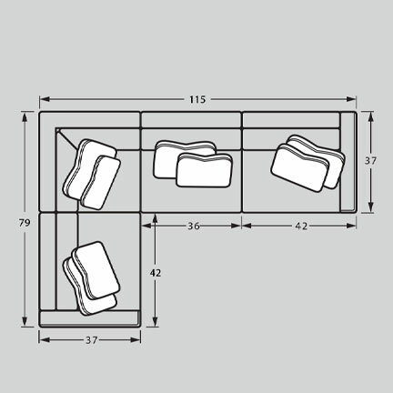 Layout A: Four Piece Sectional 79" x 115"