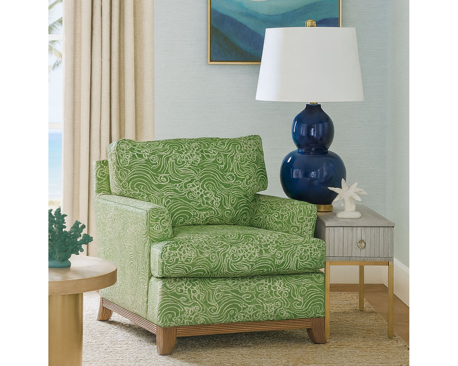 Oaks Way 84" Sofa (+28 finishes - +69 fabrics) - Oaks Way Rattan Accent Chair