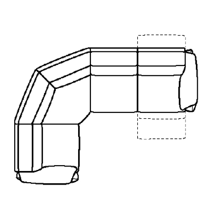 Layout D: Four Piece Reclining Sectional 95" x 117" (1 recliner)
