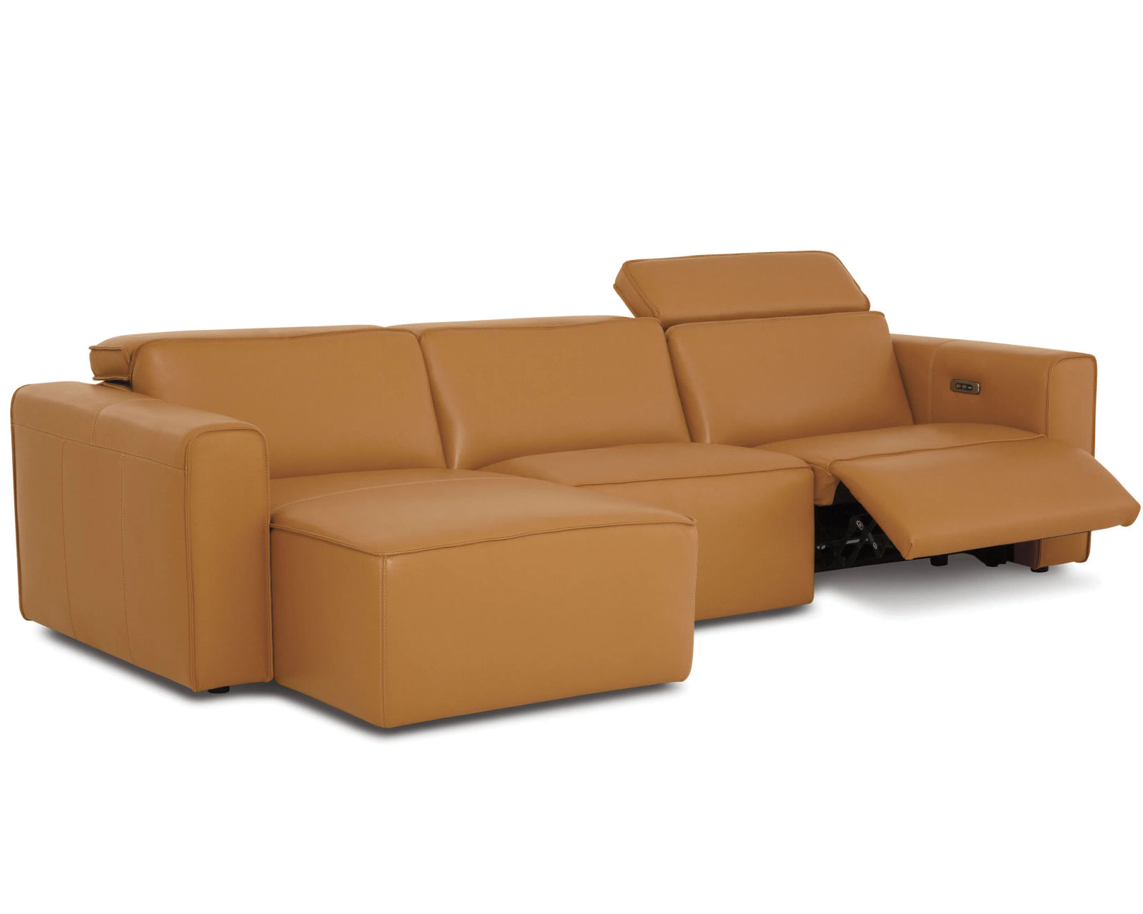 Colton 44007 Power Headrest Power Reclining Sectional (+100 leathers) - Layout D: Three Piece Chaise Reclining Sectional. 62" x 117"