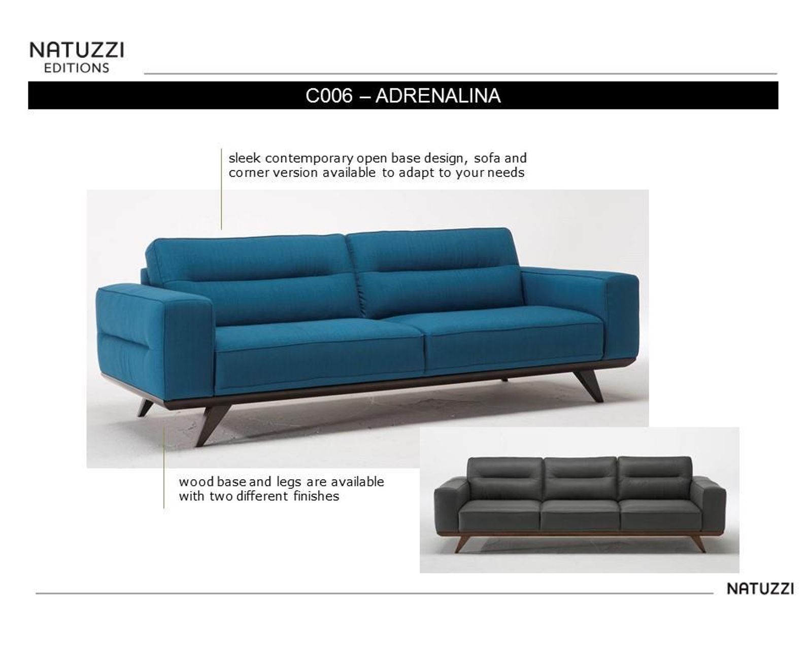 Adrenalina C006 Sofa (93" or 104") +40 fabrics