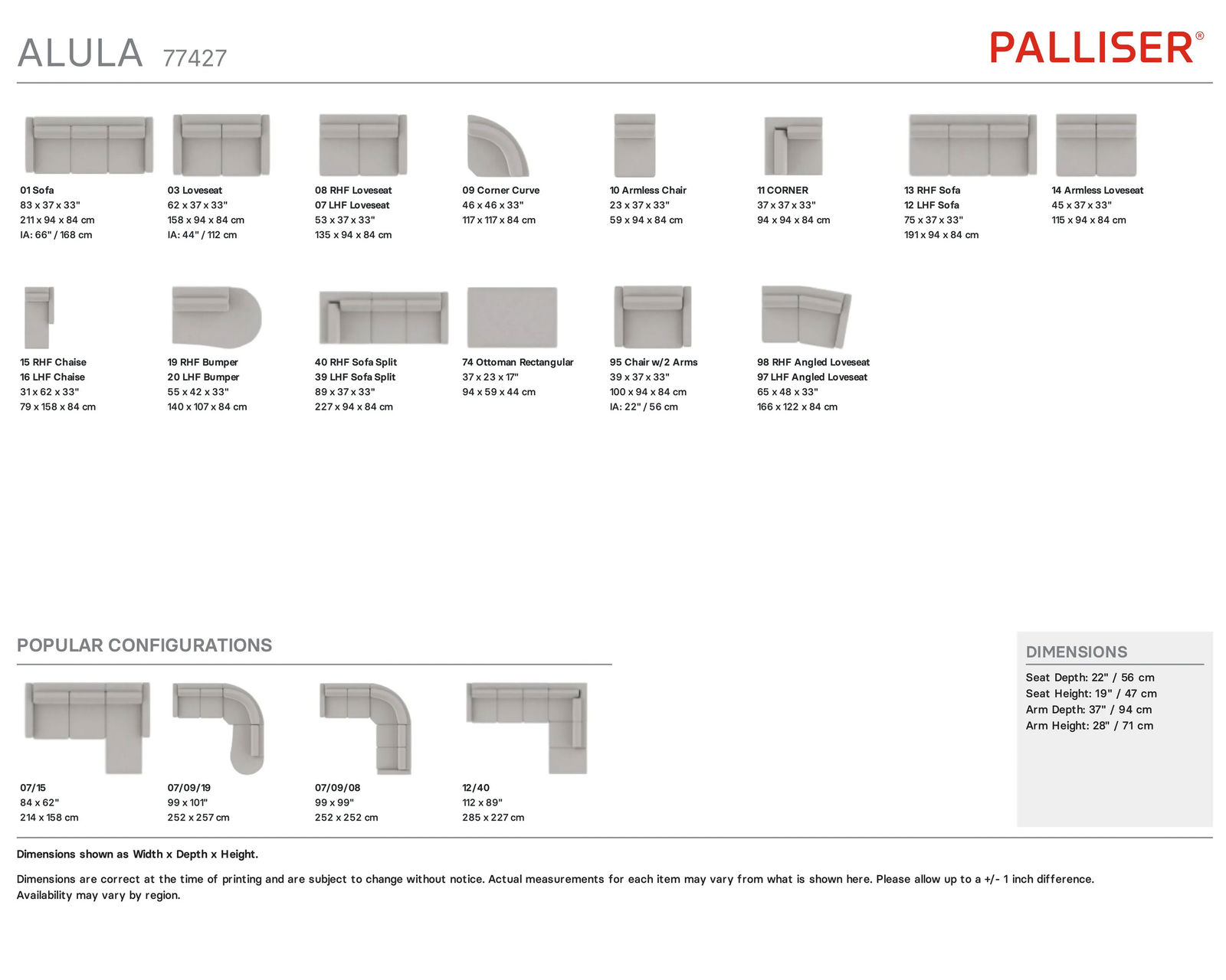 Alula 77427 Sofa (83") +100 leathers