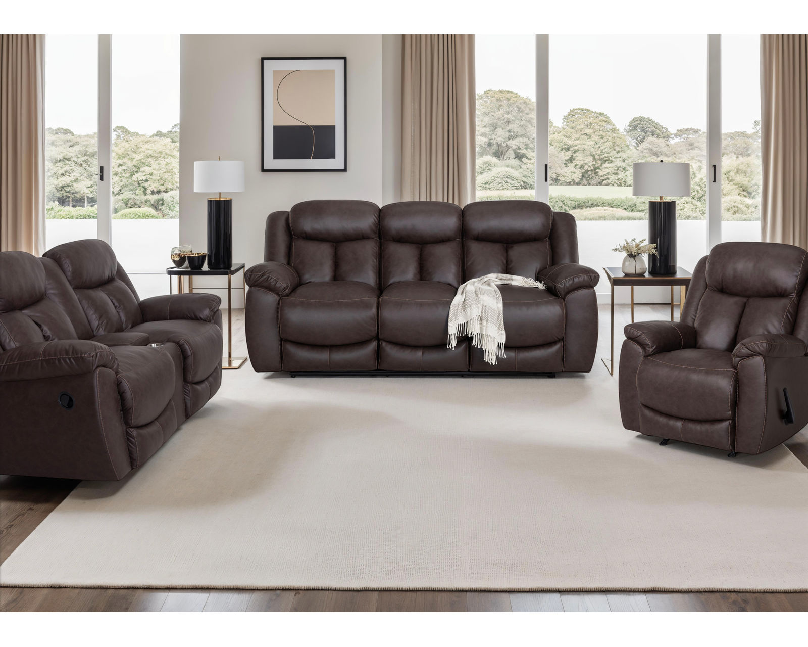 Warner 653 Reclining Sofa Coffee (90")
