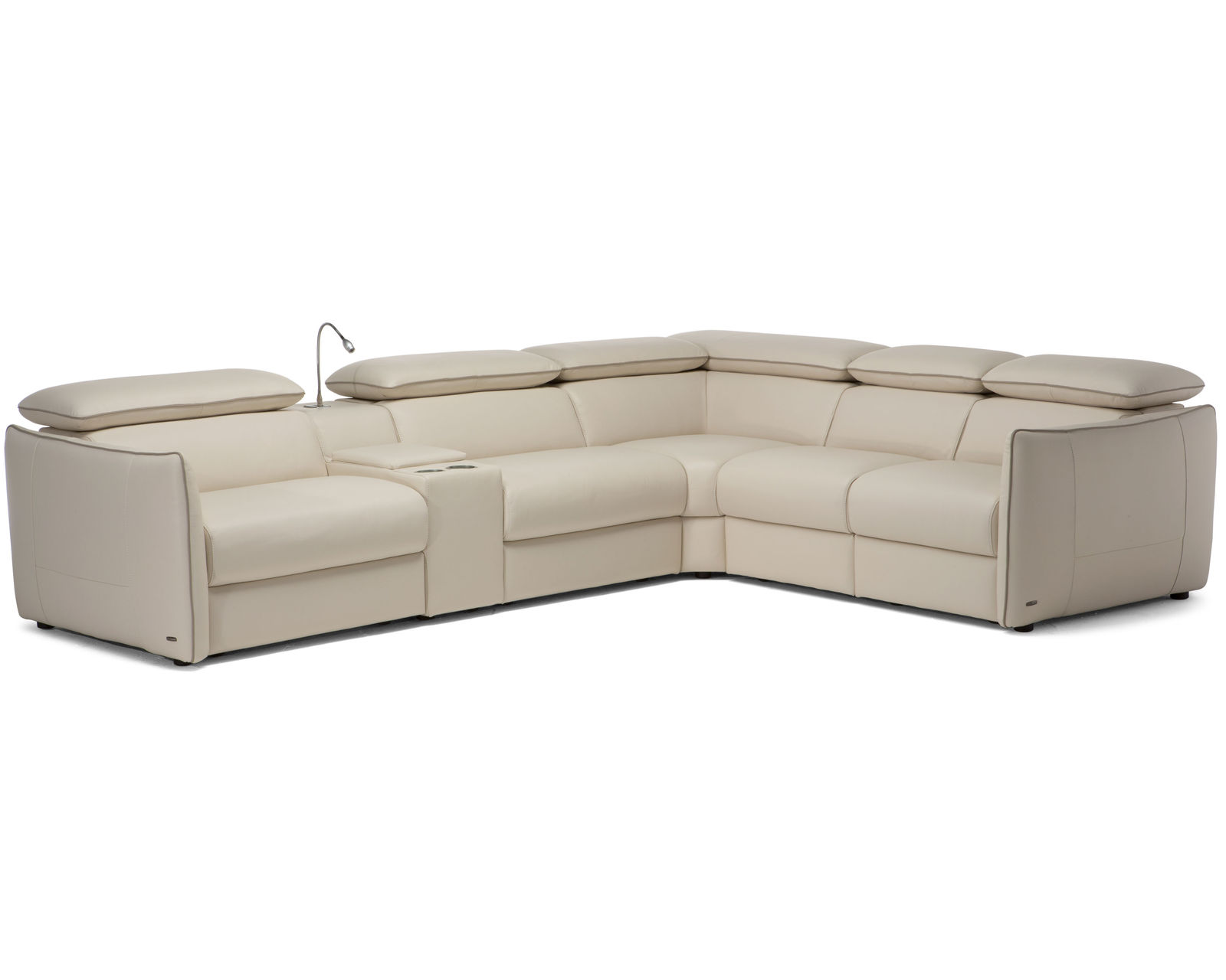 Meraviglia B995 Leather Reclining Sectional (+25 leathers) - Layout D: Six Piece Reclining Sectional (3 Recliners) 110" x 97"