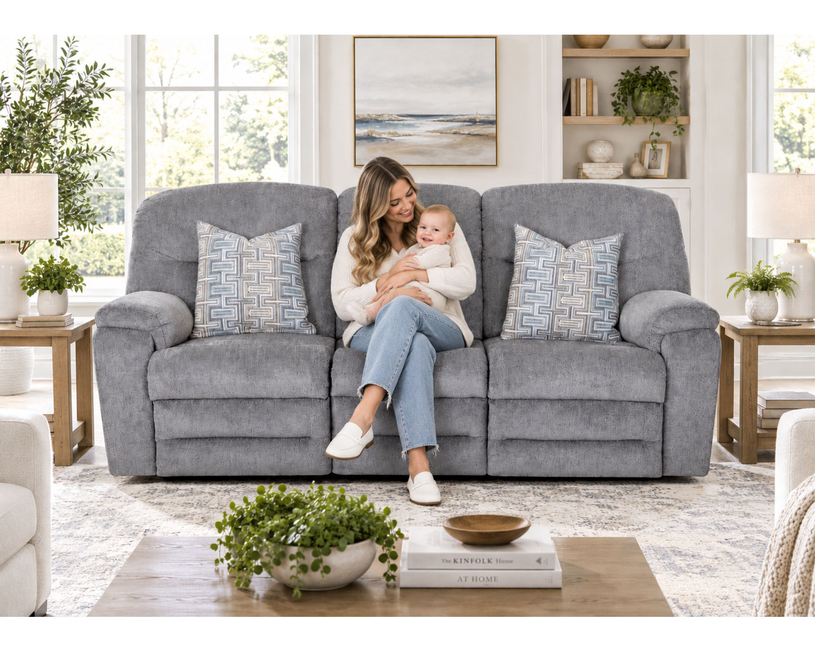 Parkway 89" Reclining Sofa (Plush Comfort. Relaxed Style. Made for Everyday Living) - Includes all Accent Pillows